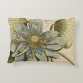 タンバックグラウンドに咲く青い蓮書の花 アクセントクッション (裏面)