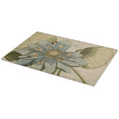 タンバックグラウンドに咲く青い蓮書の花 カッティングボード (角)