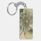 タンバックグラウンドに咲く青い蓮書の花 キーホルダー (正面左)