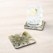 タンバックグラウンドに咲く青い蓮書の花 コースター (右側)