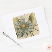 タンバックグラウンドに咲く青い蓮書の花 スクエアシール (封筒)