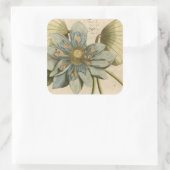 タンバックグラウンドに咲く青い蓮書の花 スクエアシール (バッグ)