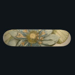 タンバックグラウンドに咲く青い蓮書の花 スケートボード<br><div class="desc">この作品の焦点はフル開花の美しい青い蓮の花である。黄色い中心は、その栄光の中でほとんど催眠状態である。このプリントで家に少し優雅さを加えろ！</div>