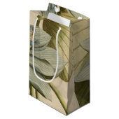 タンバックグラウンドに咲く青い蓮書の花 スモールペーパーバッグ (正面アングル)