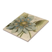 タンバックグラウンドに咲く青い蓮書の花 タイル (側面)