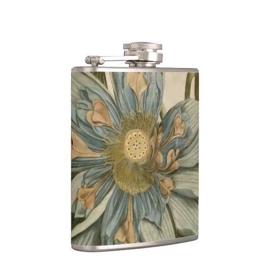 タンバックグラウンドに咲く青い蓮書の花 フラスク (右)