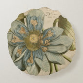 タンバックグラウンドに咲く青い蓮書の花 ラウンドクッション (裏面)