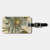 タンバックグラウンドに咲く青い蓮書の花 ラゲッジタグ (正面横)