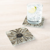 タンバックグラウンドのフローヘッドフレスコ ガラスコースター (アングル)