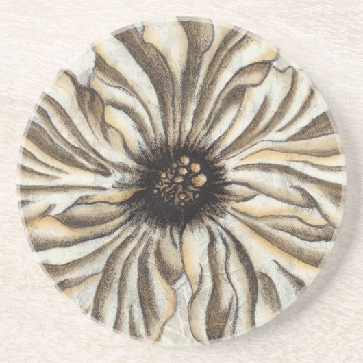 タンバックグラウンドのフローヘッドフレスコ コースター (正面)