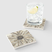 タンバックグラウンドのフローヘッドフレスコ ストーンコースター (横)