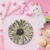 タンバックグラウンドのフローヘッドフレスコ ペーパープレート (パーティー)