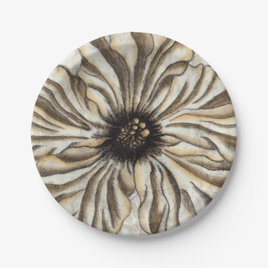 タンバックグラウンドのフローヘッドフレスコ ペーパープレート (正面)