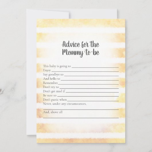 タンバニーイエローアドバイスマムシャワーゲーム用 招待状 (正面)