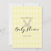 タンバニーイエローアーガイルベビー絵文字写真ゲーム 招待状 (裏面)