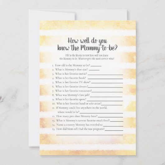 タンバニーイエロー誰がママのシャワー最高のゲームを知る 招待状 (正面)