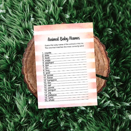 タンバニーサンゴ動物の赤ちゃん名前ゲームカード 招待状