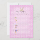 タンバニーパープルアーガイルベビー絵文字写真ゲーム 招待状 (正面)