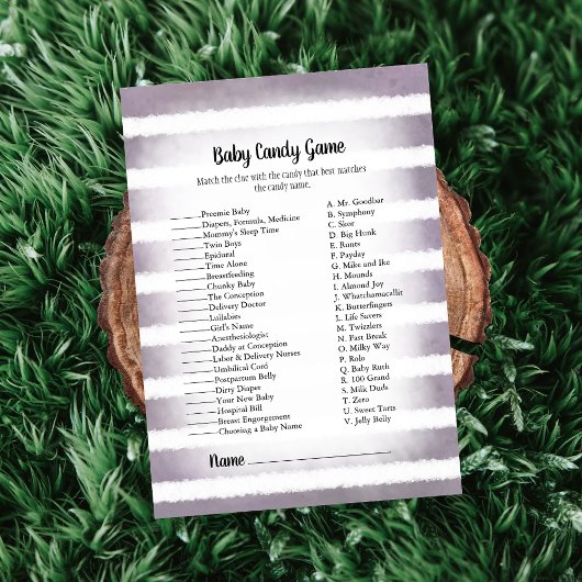 タンバニーパープルベビーキャンディベビーシャワーゲーム 招待状