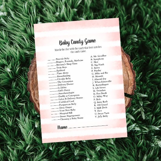 タンバニーピンクベビーキャンディベビーシャワーゲーム 招待状