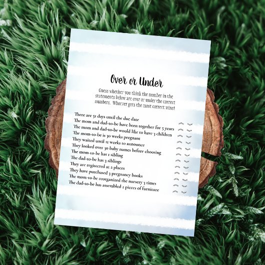 タンバニーブルーのベビーシャワーゲームの下 招待状