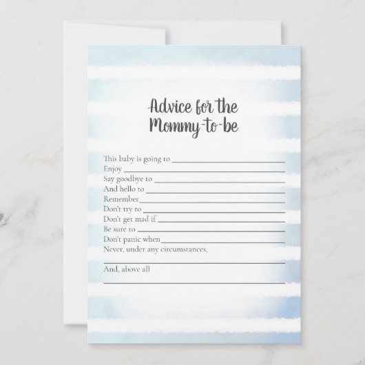 タンバニーブルーアドバイスマムシャワーゲーム用 招待状 (正面)