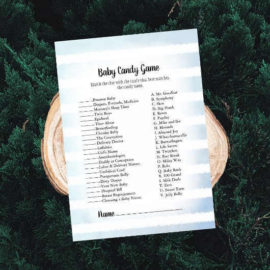 タンバニーブルーベビーキャンディベビーシャワーゲーム 招待状