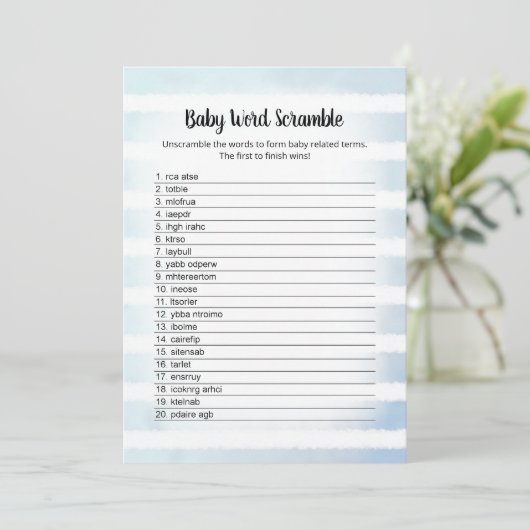 タンバニーブルーベビーワードスクランブルゲームカード 招待状 (スタンド正面)