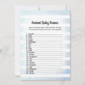 タンバニーブルー動物の赤ちゃん名ゲームカード 招待状 (正面)