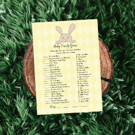 タンバニーラビットイエローベビーキャンディシャワーゲーム 招待状