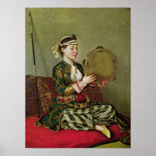 タンバリンを持つトルコ人女性 ポスター