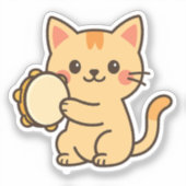 タンバリンキャットの喜びアート シール (正面)