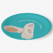 タンバレエシューズオンティール(緑がかった色)パーソナライズされたパーティー ペーパープレート (アングル)