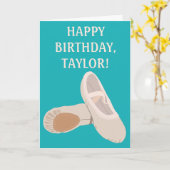 タンバレエシューズパーソナライズされた誕生日 カード (黄色い花)
