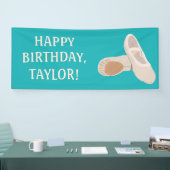 タンバレエ靴オンティール（緑がかった色）カスタムメッセージ 横断幕 (トレードショー)