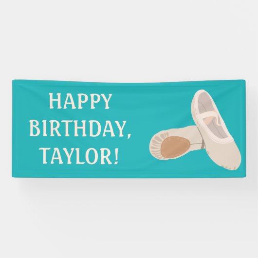 タンバレエ靴オンティール（緑がかった色）カスタムメッセージ 横断幕 (横)