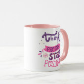 タンパク考え質と滞在コーヒ前向きーのマグカップ マグカップ (正面右)