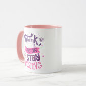 タンパク考え質と滞在コーヒ前向きーのマグカップ マグカップ (正面左)