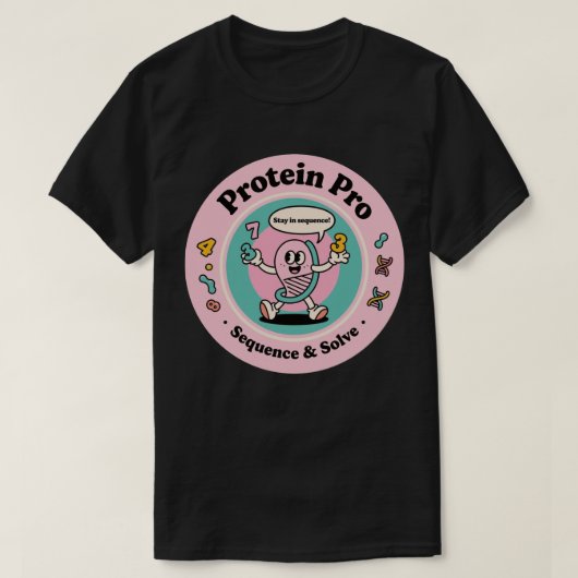 タンパク質プロシーケンスマスターとパズルソルバー Tシャツ (デザイン正面)