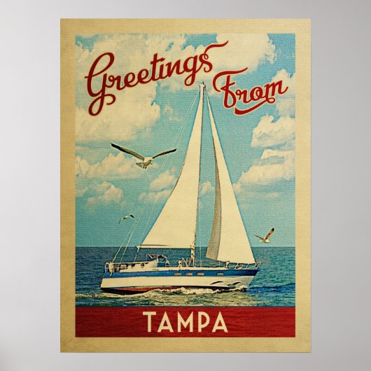 タンパシルボートヴィンテージトラベルフロリダ ポスター (正面)