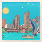 タンパスカイラインフロリダUSA ガラスコースター (正面)