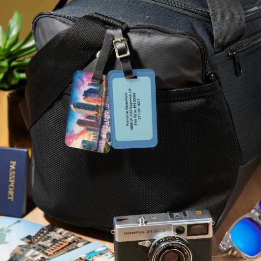 タンパスカイライン抽象芸術アート ラゲッジタグ (正面&裏面)