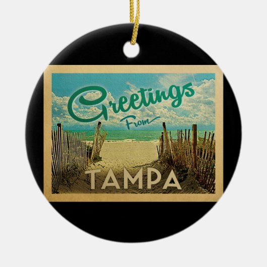 タンパビーチビンテージトラベル セラミックオーナメント (正面)