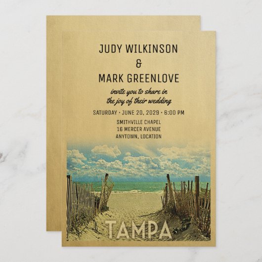 タンパビーチヴィンテージウェディング招待状 招待状 (正面/裏面)