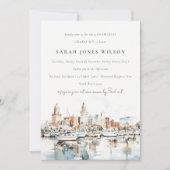 タンパフロリエレガントダスカイラインウォーターカラー誕生日 招待状 (正面)