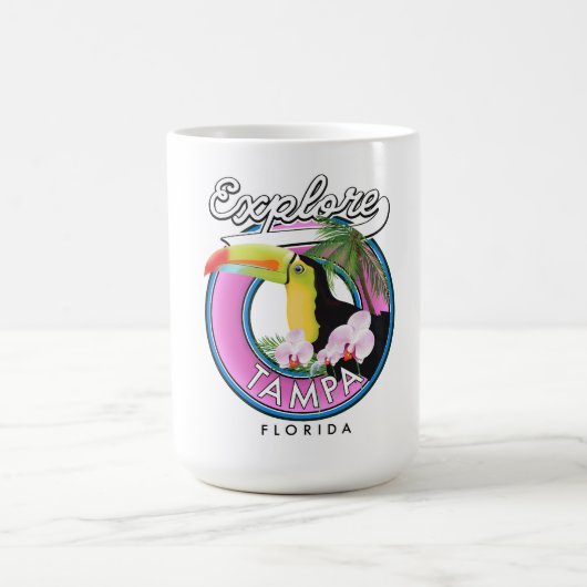 タンパフロリダのレトロロゴを探索 コーヒーマグカップ (中央)