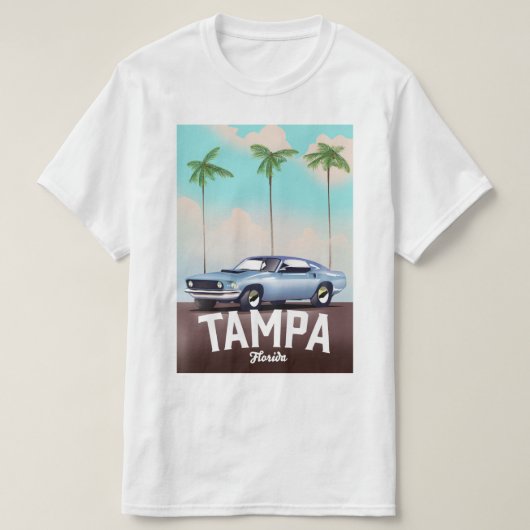 タンパフロリダの車の旅行ポスター Tシャツ (デザイン正面)