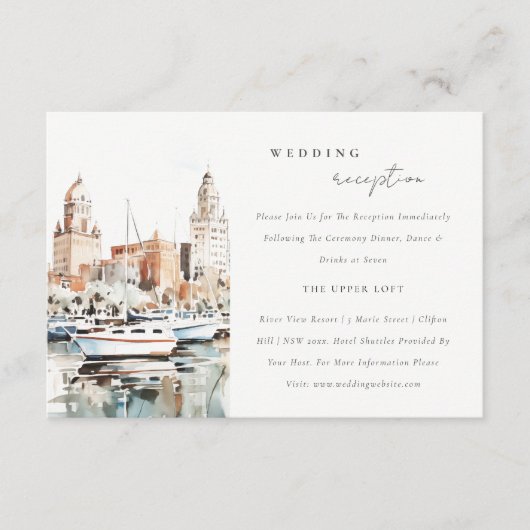 タンパフロリダスカイラインウォーターカラーウェディングレセプション エンクロージャーカード (正面)