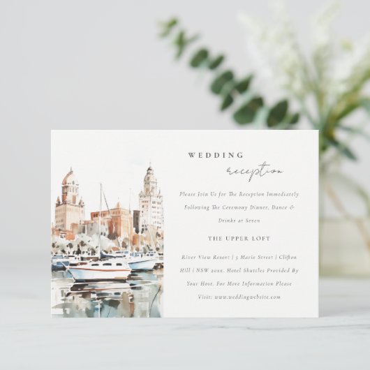 タンパフロリダスカイラインウォーターカラーウェディングレセプション エンクロージャーカード (スタンド正面)