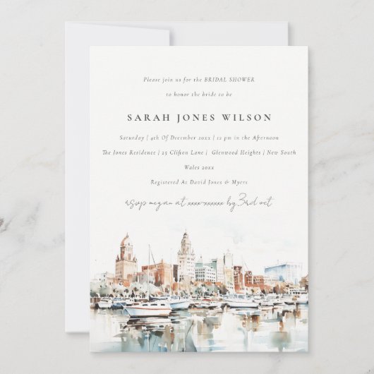 タンパフロリダスカイラインウォーターカラーブライダルシャワー 招待状 (正面)